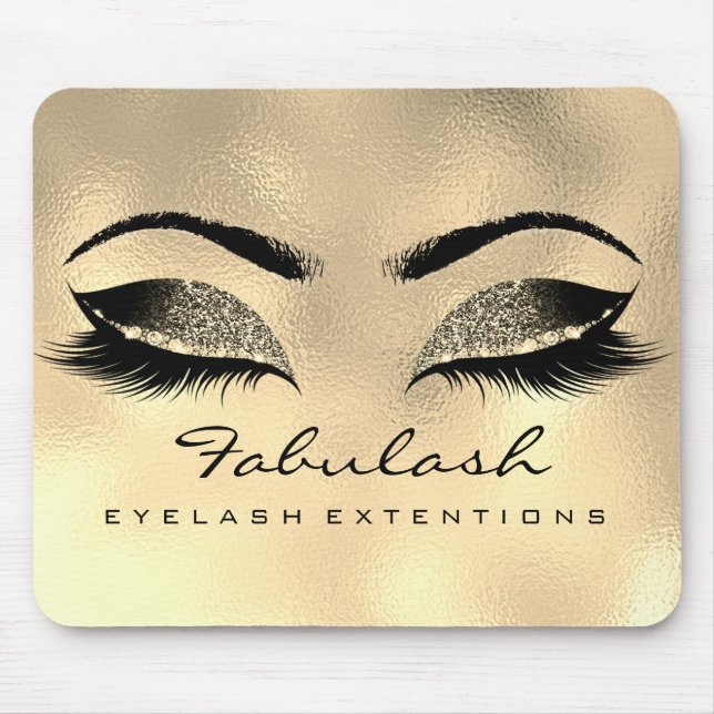 Mousepad Dourada Glitter Beauty Studio Lashes Extensões (Frente)