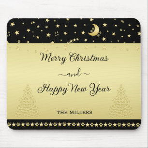 Mousepad Douradas estrelas brilhantes de Natal, patas em ou