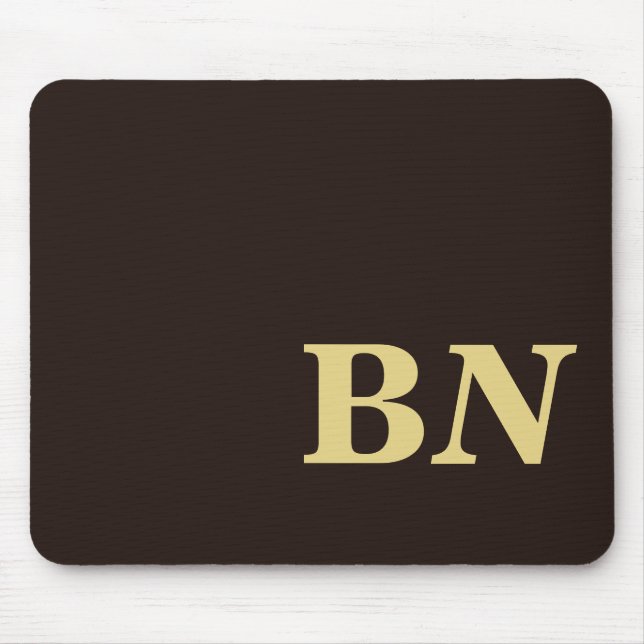 Mousepad Douradas iniciais personalizadas marrom mínimo (Frente)
