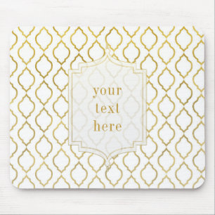 Mousepad Dourado & Branco Árabe Marroquino Glam Elegante