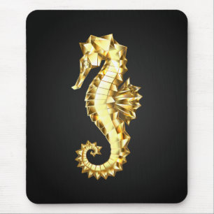 Mousepad Dourado Cavalo de Mar Poligonal