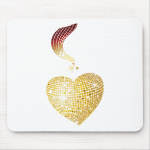 Mousepad Dourado Coração da Bola Disco