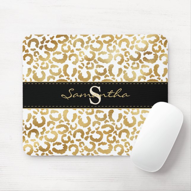 Mousepad Dourado costume de impressão leopardo (Com mouse)