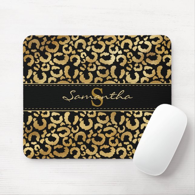 Mousepad Dourado costume de impressão leopardo (Com mouse)