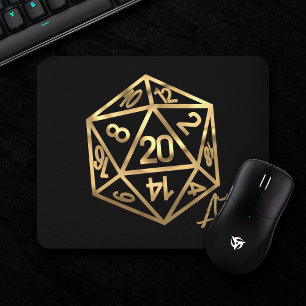Mousepad Dourado D20 Crit AF Tabletop Role Player Dice
