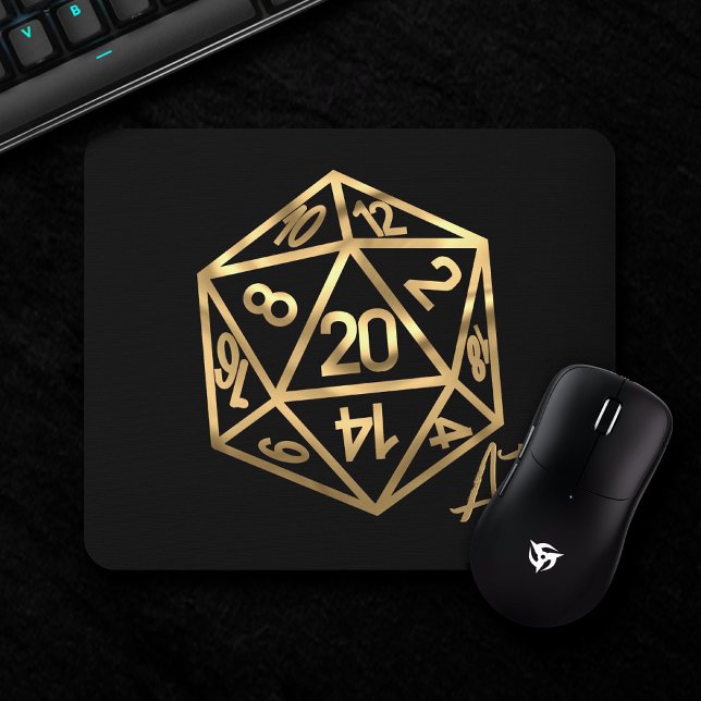 Mousepad Dourado D20 Crit AF | Tabletop Role Player Dice (Criador carregado)