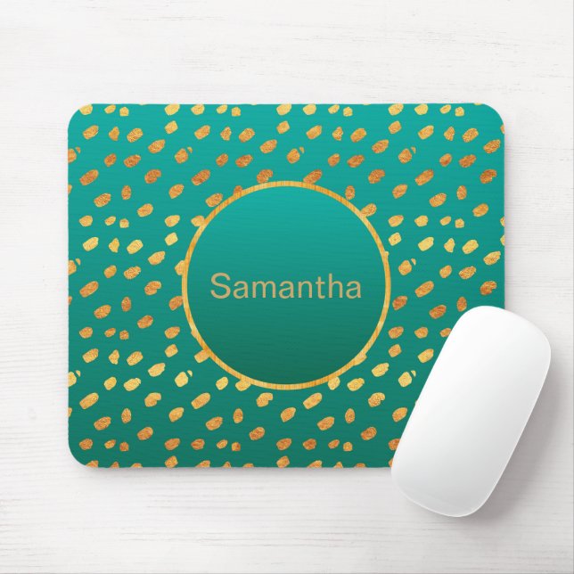 Mousepad Dourado e Teal Personalizado (Com mouse)