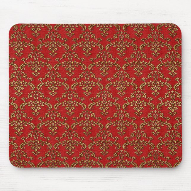 Mousepad Dourado e Vermelho Damasco (Frente)