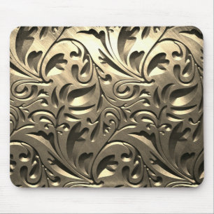 Mousepad Dourado elegante abstrato de aspecto metálico grav