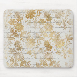Mousepad Dourado Floral francês Vintage