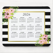 Dourado Floral Preto-Branco Estimulado | Calendári