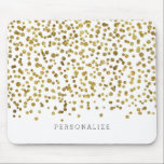 Mousepad Dourado Glam Confetti<br><div class="desc">dourglam blaseando confetti que você pode personalizar com seu texto</div>
