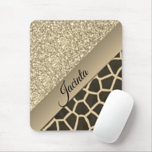 Mousepad Dourado Glam Giraffe Impressão