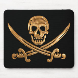 Mousepad Dourado Jolly Roger