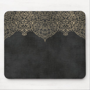 Mousepad Dourado Lace Em Preto