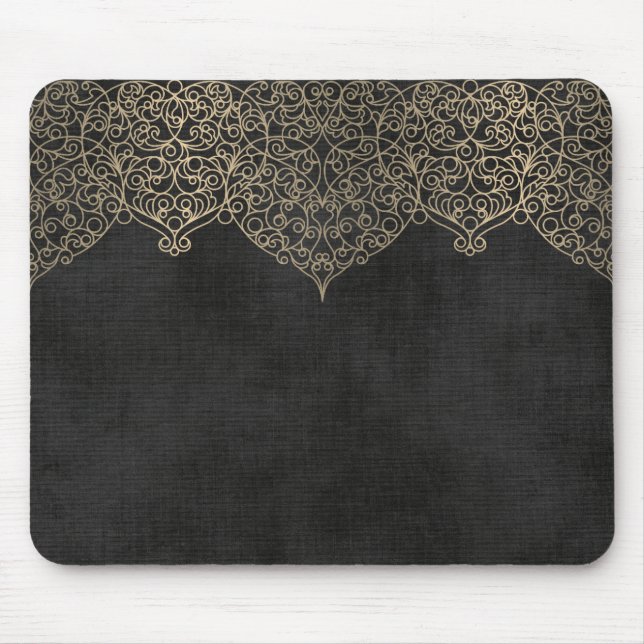 Mousepad Dourado Lace Em Preto (Frente)
