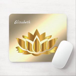 Mousepad Dourado metálico de meditação com o seu nome: mous