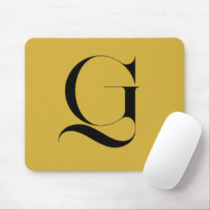 Mousepad Dourado Metálico Monograma Único Personalizado