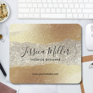 Mousepad Dourado Moderno Diamante Brilho Falso Luxo Glam