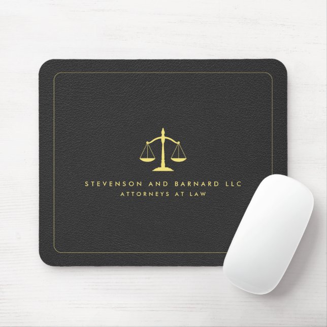 Mousepad Dourado Procurador Justiça Escala Logotipo Preto (Com mouse)