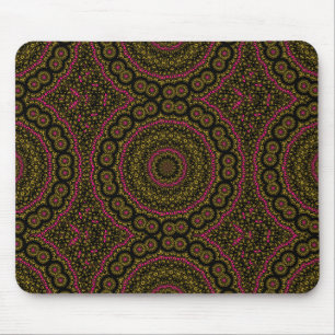 Mousepad Dourado, rosa e caleidcópio preto