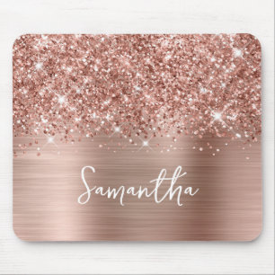 Mousepad Dourado Rosa Espelhado Glam Nome