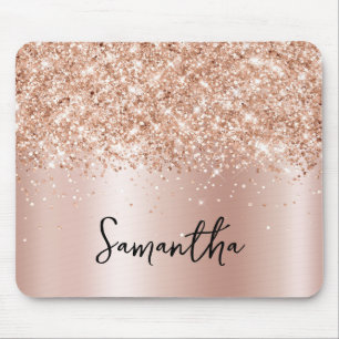 Mousepad Dourado Rosa Pálido Brilhante Glitter Nome