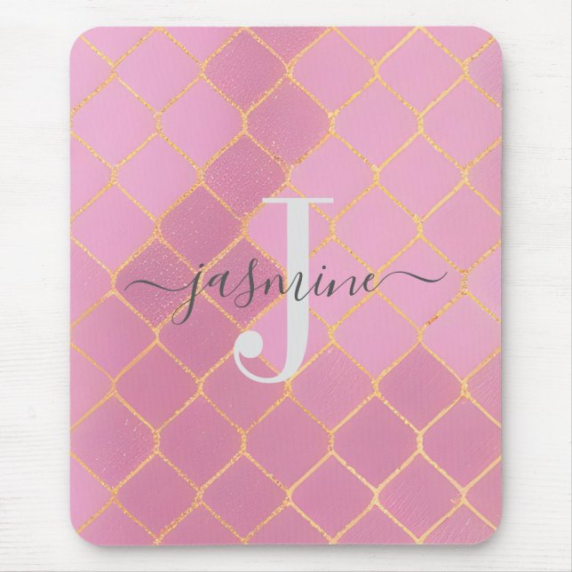Mousepad Dourado rosa personalizado (Frente)