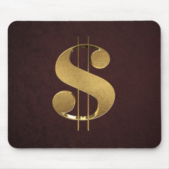 Mousepad Dourado sinal de dólar 3D (Frente)