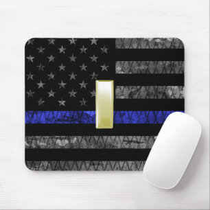 Mousepad (Dourado) Tenente Thin Blue Line - Sinalizador Dis