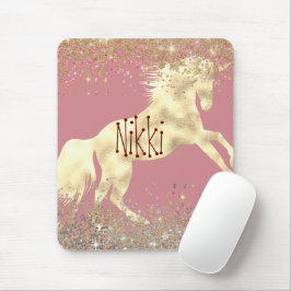 Mousepad Dourado Unicórnio brilhante personalizado cor-de-r