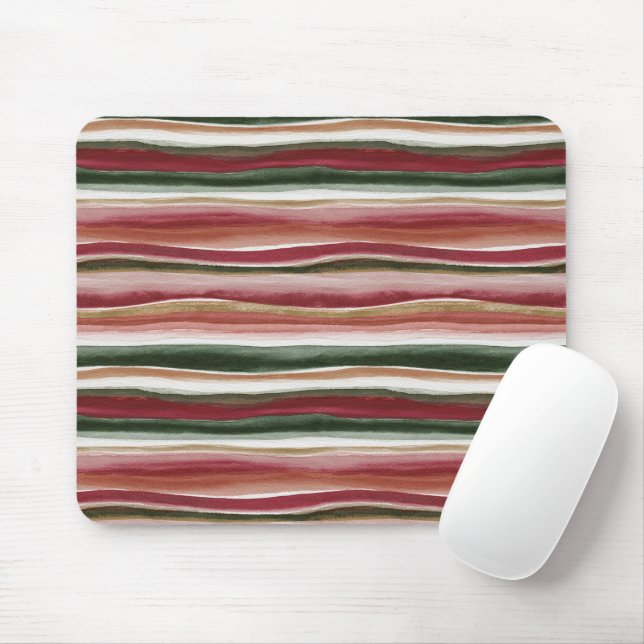 Mousepad Dourado Verde Borgonha Rosado Vermelho Listras (Com mouse)