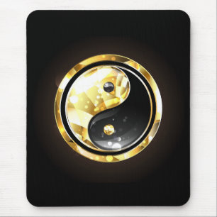 Mousepad Dourado Yin Yang a preto