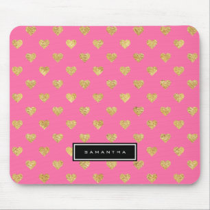 Mousepad Dourados corações reluzentes