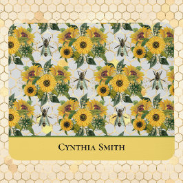 Mousepad Dourados Sunflower Honeycomb e Royal Bee Nome