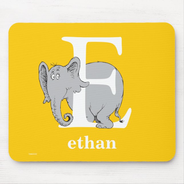 Mousepad Dr. Seuss ABC: Carta E - Branco | Adicione seu nom (Frente)