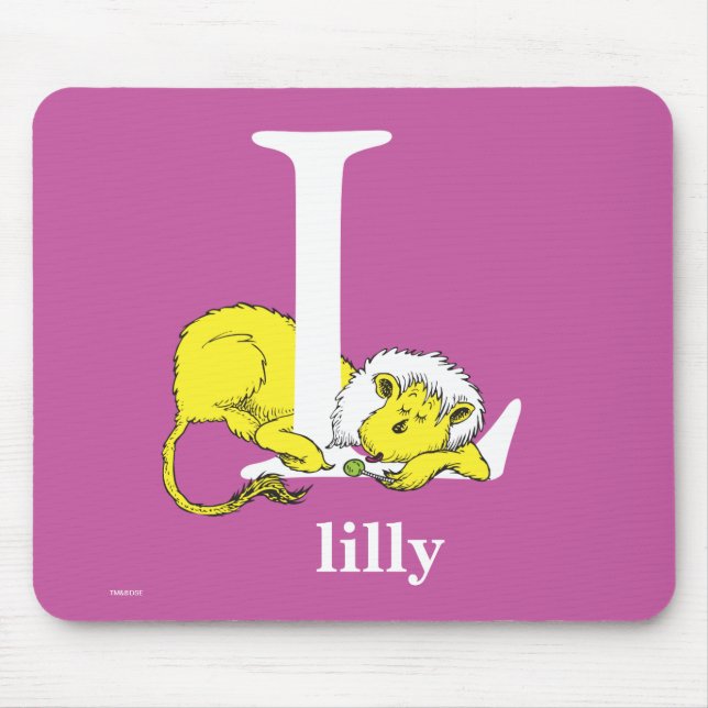 Mousepad Dr. Seuss ABC: Letra L - Branco | Adicione seu nom (Frente)