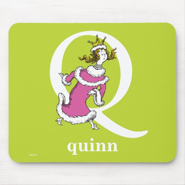Mousepad Dr. Seuss ABC: Letra Q - Branco | Adicione seu nom (Frente)