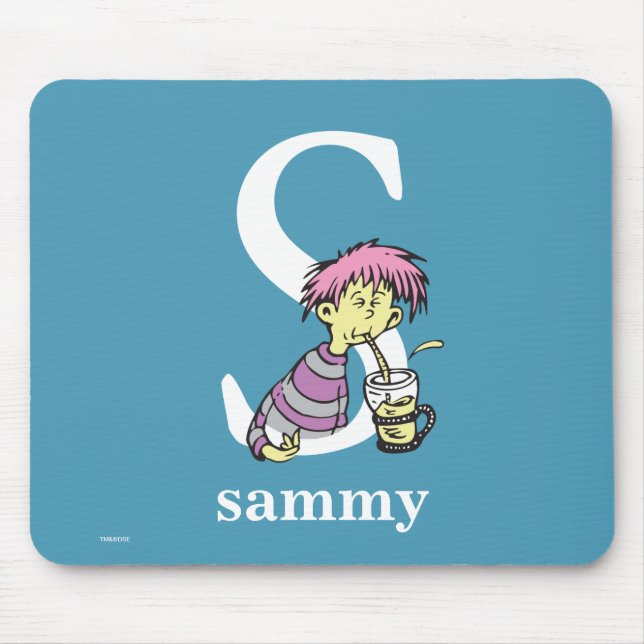Mousepad Dr. Seuss ABC: Letra S - Branco | Adicione seu nom (Frente)