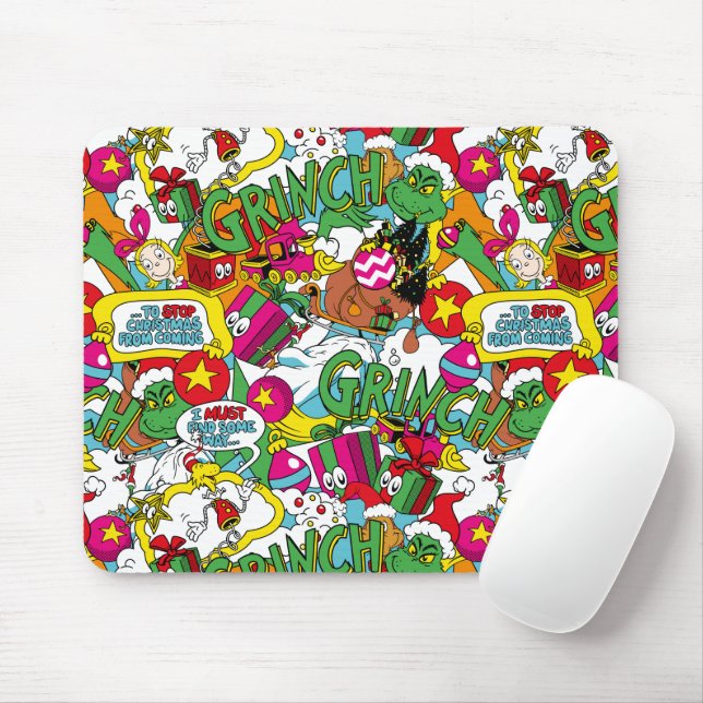 Mousepad Dr. Seuss | Grinch Padrão Colorido (Com mouse)