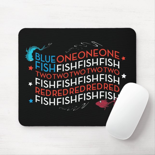 Mousepad Dr. Seuss | Peixe Vermelho Azul Peixe Norte-Americ (Com mouse)