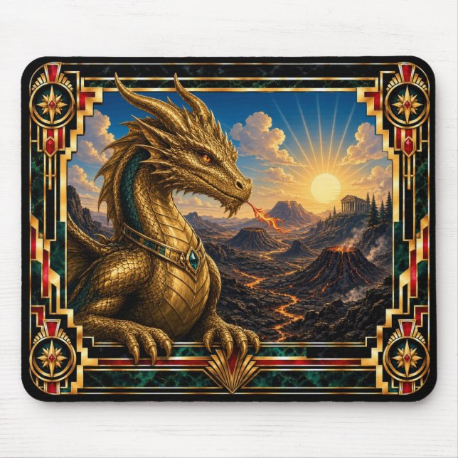 Mousepad Dragão, Art Déco Mítico (Frente)