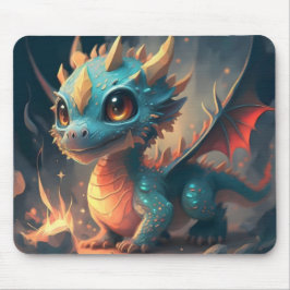 Mousepad Dragão Chibi Azul Curioso