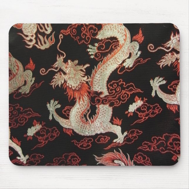 Mousepad Dragão chinês de prata (Frente)