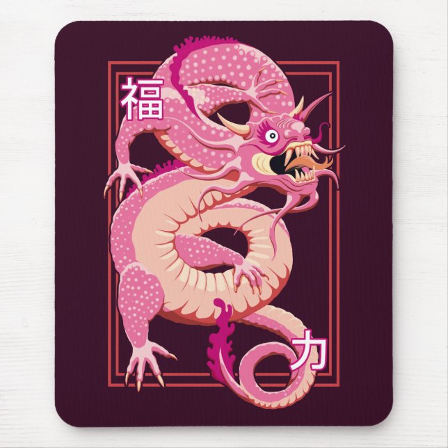Mousepad Dragão Chinês Rosa (Frente)
