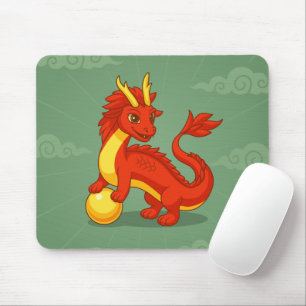 Mousepad Dragão Chinês Vermelho sobre Verde