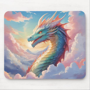 Mousepad Dragão colorido no céu