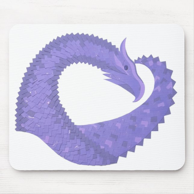 Mousepad dragão coração azul claro sobre branco (Frente)