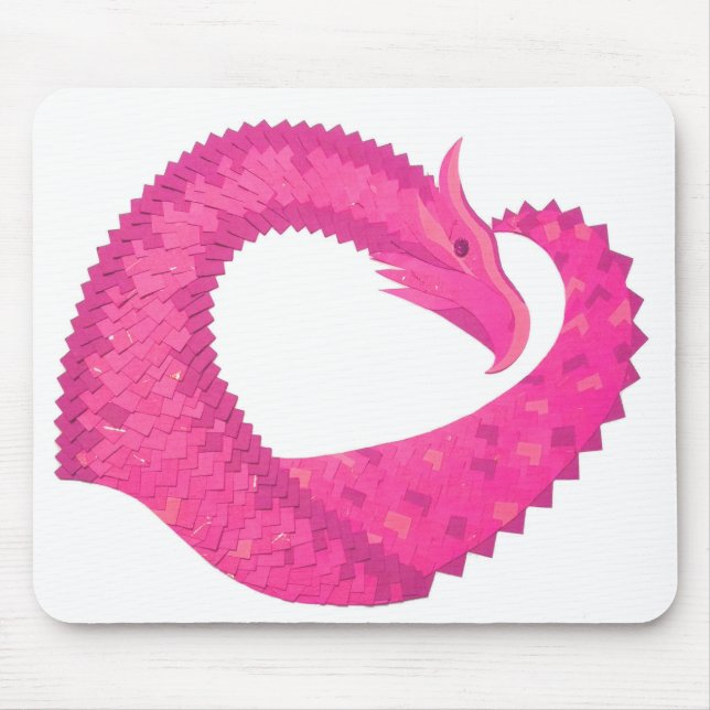 Mousepad Dragão-coração rosa-quente em branco (Frente)