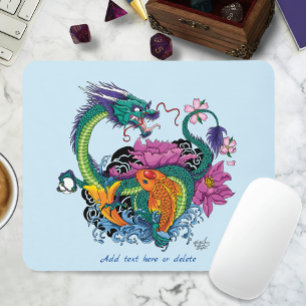 Mousepad Dragão de Água Chinês Peixe Koi
